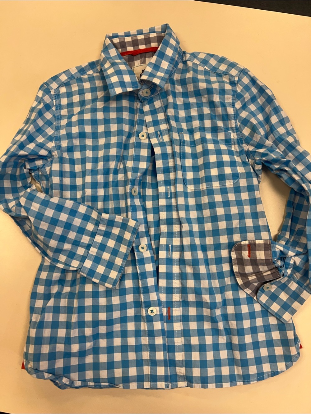 Men's Blue Gingham Button-Up Shirt